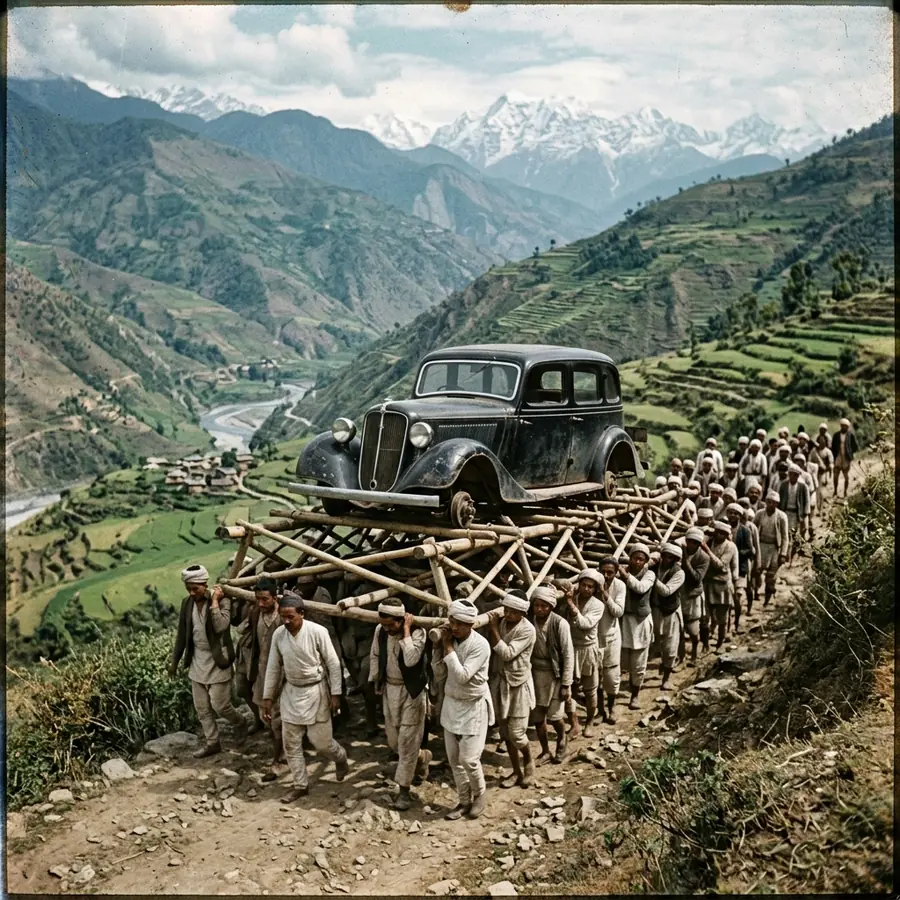The porters who carried cars into the valley